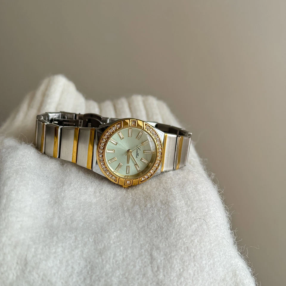 Montre de luxe en acier inoxydable pour femme, cristaux incrustés